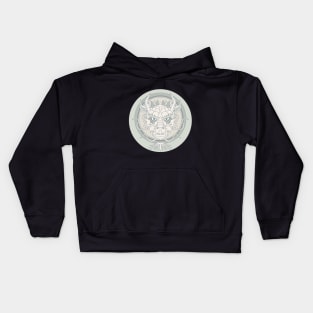 chinese dragon face in gray Kids Hoodie